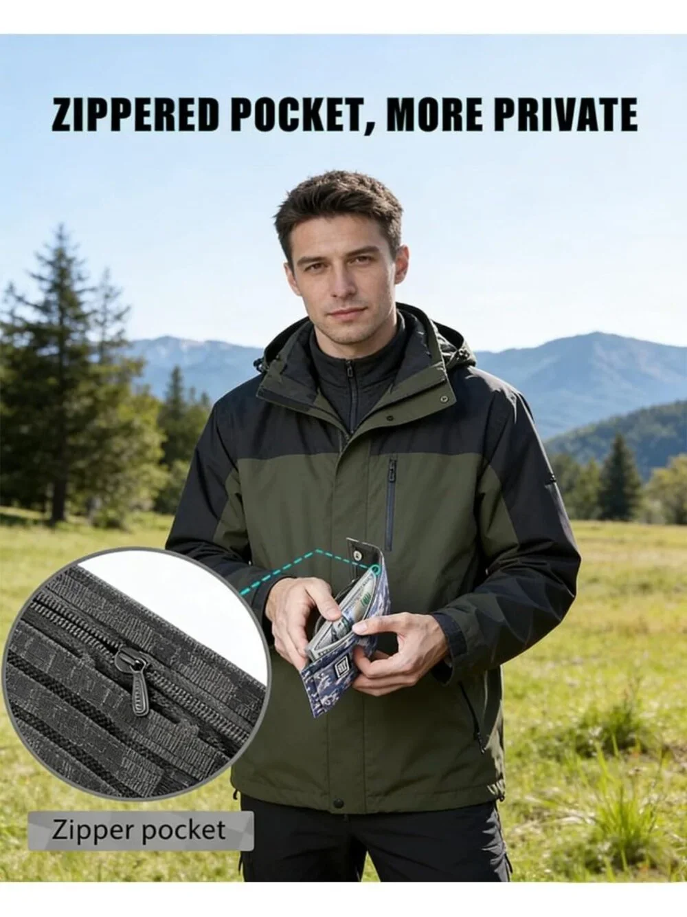 Slim Tactical Camo Wallet for Men - Lightweight Trifold with Zipper Pocket